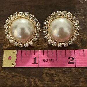 Hobe Majorca pearl and rhinestone earrings​​​
